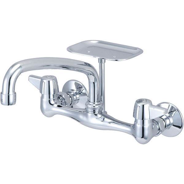 Central Brass Two Handle Wallmount Kitchen Faucet, NPT, Wallmount, Polished Chrome, Weight: 4.3 0048-TA1